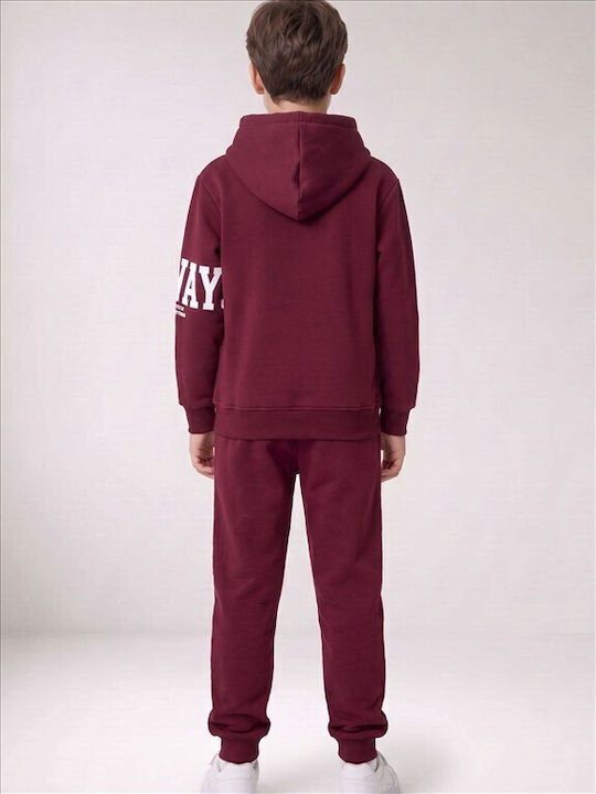 Kids Sweatpants Set Burgundy 2 Pieces