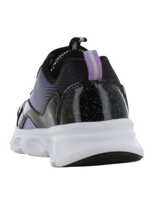 Kids Sneakers with Hoop & Loop Closure and Lights Black