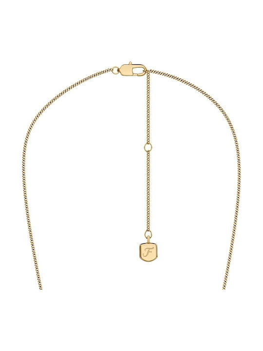 Fossil Necklace from Gold Plated Steel with Pearls & Zircon