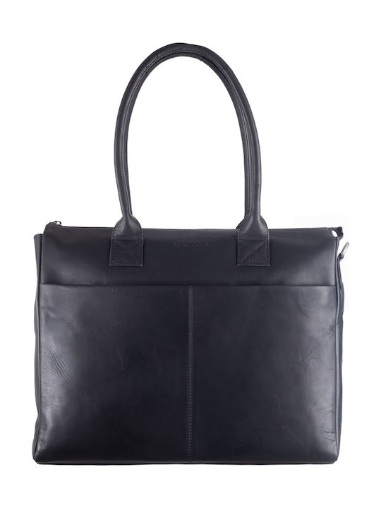 Leder Damen Schultertasche Schwarz