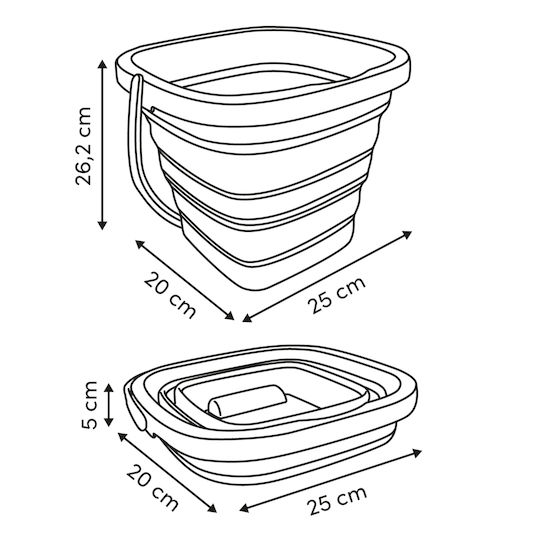 5Five Folding Square Cleaning Bucket 25x20x26cm Capacity 5lt Brown