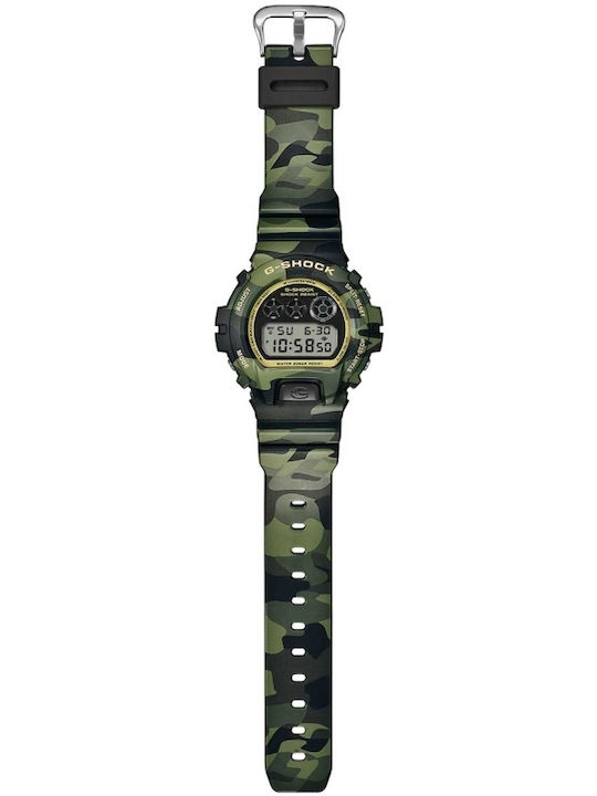 Casio Дигитален Мъжки Часовник 50мм На Батерия със Зелен Каучуков Каишка