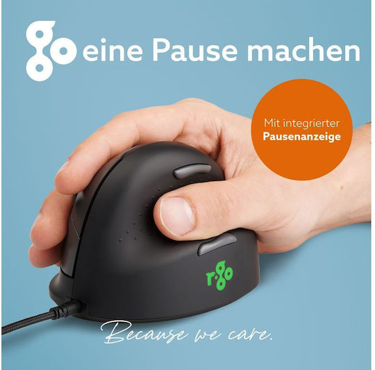 R-Go Tools Maus He Break Verkabeltes Ergonomisches Vertikales Ποντίκι Schwarz