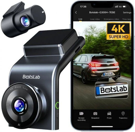 Botslab G300H Plus Car DVR Camera Set 4K with 2.4" Screen Wi-Fi, GPS & Rear Camera