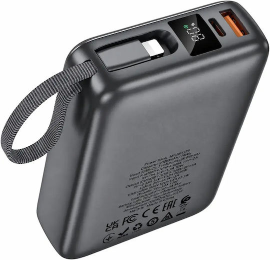 Hoco Q39 Power Bank 20000mAh 22.5W mit USB-A Ausgangsanschlüsse und USB-C Ausgangsanschlüsse Power Delivery / Schnellladung Grau
