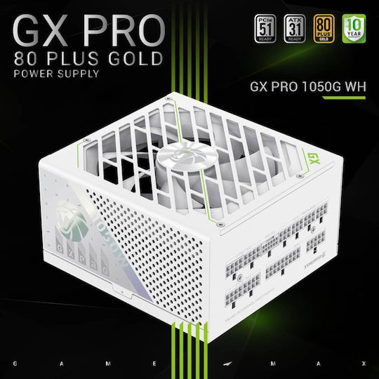 GameMax GX PRO 1050G 1050W Λευκό Τροφοδοτικό Υπολογιστή Full Modular 80 Plus Gold