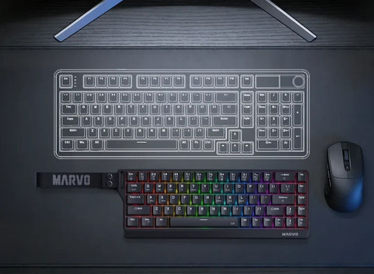 Marvo Saber 65W KG965W Ασύρματο Gaming Μηχανικό Πληκτρολόγιο 65% με RGB φωτισμό (Αγγλικό US)