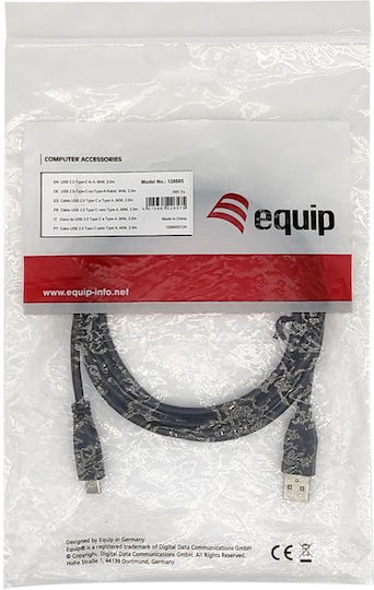 Equip Kabel Usb-c2.0->a 3a St St 0.50m Schwarz