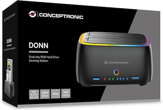 Conceptronic Festplatten-Dockingstation für SATA-Festplatten mit USB 3.2 Verbindung (DONN36B)