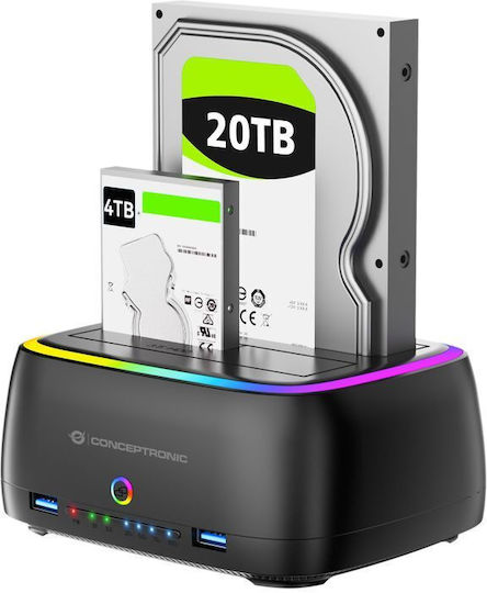 Conceptronic Festplatten-Dockingstation für SATA-Festplatten mit USB 3.2 Verbindung (DONN36B)