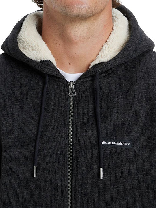 Sherpa Cardigan Bărbați Sherpa Cu Glugă Negru