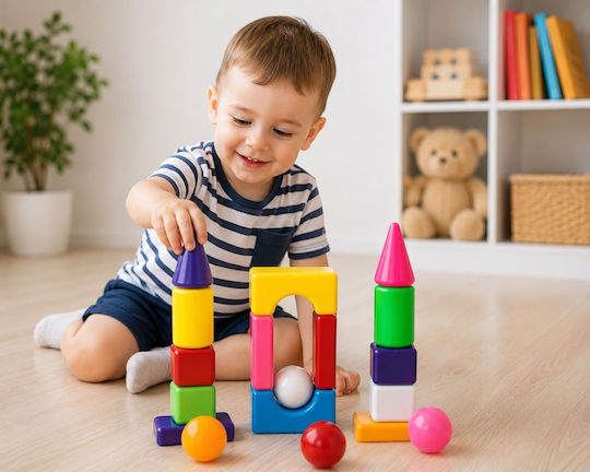 Cuburi de construit educative City Life Mini Construction pentru 3+ Ani 18 bucăți