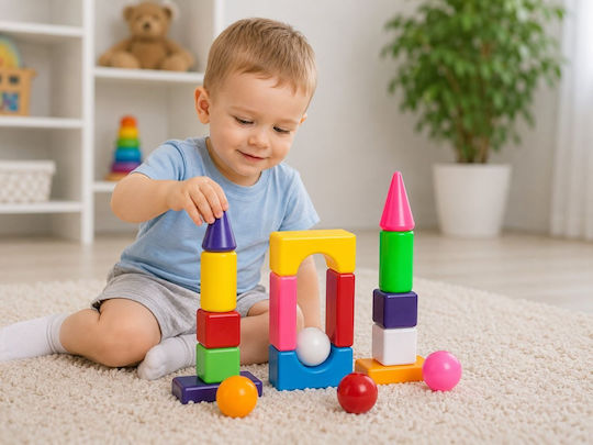 Cuburi de construit educative City Life Mini Construction pentru 3+ Ani 18 bucăți