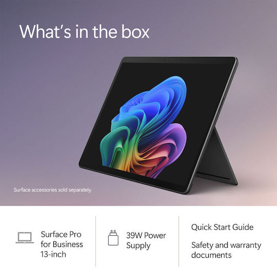 Microsoft Surface Pro For Business Copilot+ PC 12th 13" Таблет (16GB/256GB/Intel Core Ultra 5 335/Windows 11 Pro) Черен