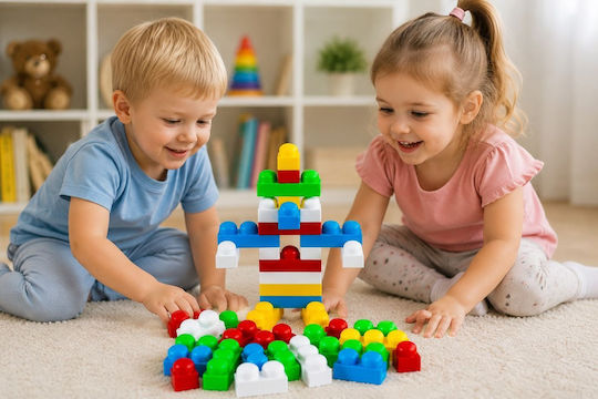 Cuburi de construit Bams Blocks pentru 3+ Ani 60 Bucăți