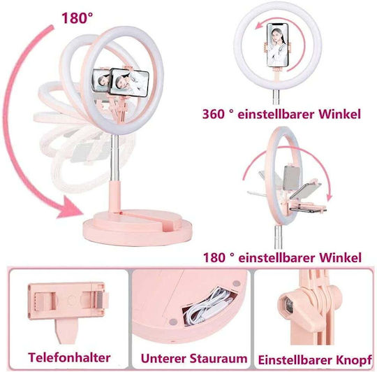 Lampă circulară LED lumină caldă și rece 3 culori 30 cm lumină inelară trepied Homesuit Y2 călătorie camping Tiktok Youtube