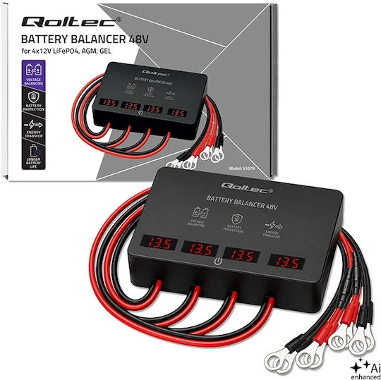 Qoltec Voltage Balancer 48 V Batteries 4 X 12 V 10 A Lifepo4 Agm Gel Led