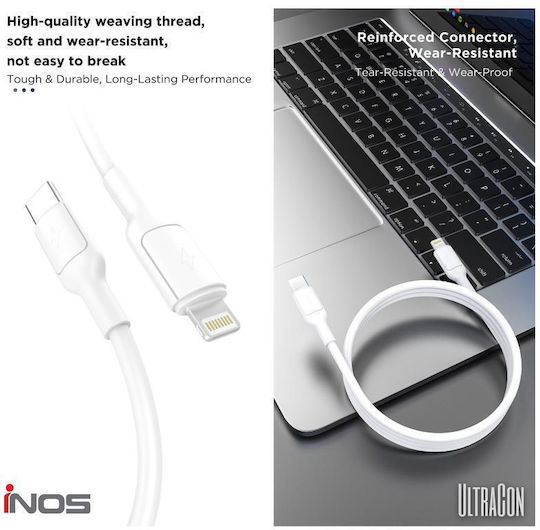 iNOS USB-C to Lightning Cable 27W Λευκό 1m
