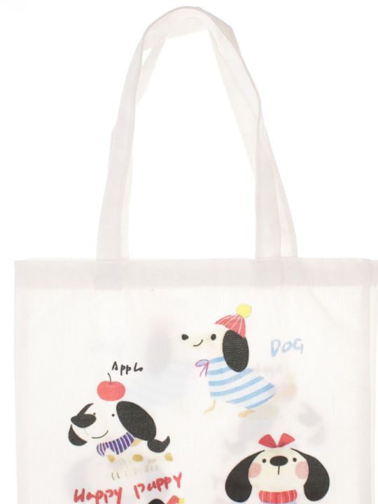Geantă De Bumbac Pentru Cumpărături Mărime 35x38 Cm ButicCochet Design Căței Bej Gnd1124