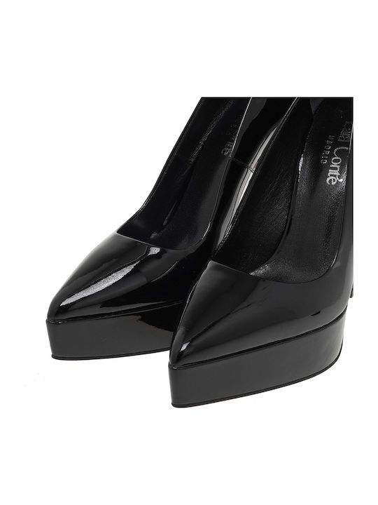 Leather Heels with High Heel Black