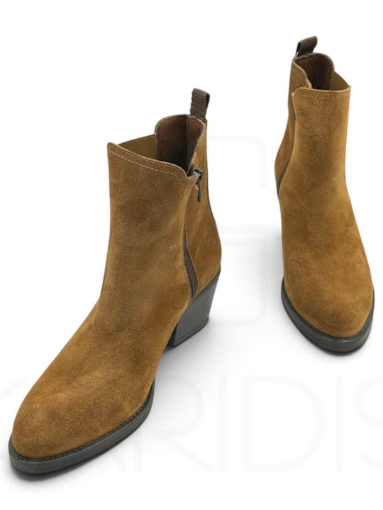 Suede Stiefeletten Damen Cowboy Tabac Braun