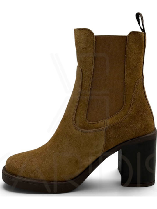 Wildleder Damen Stiefeletten Tabac Braun