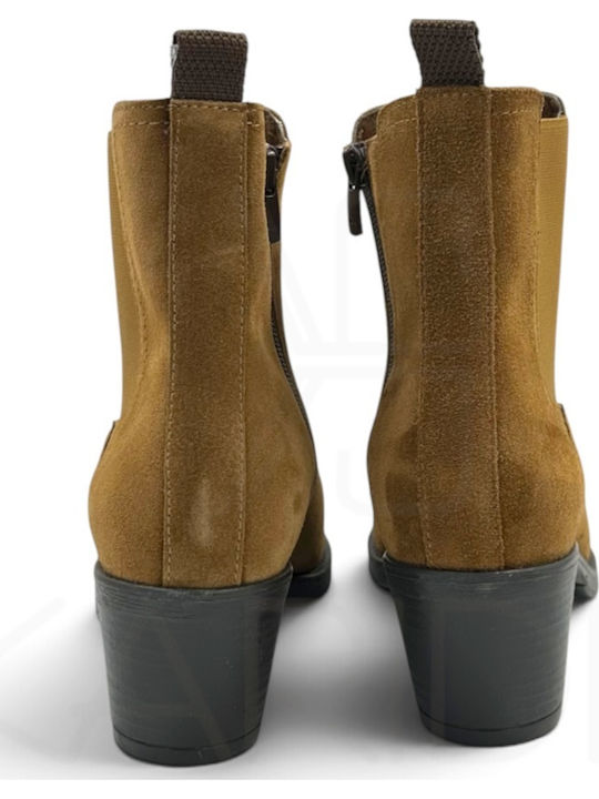 Suede Stiefeletten Damen Cowboy Tabac Braun