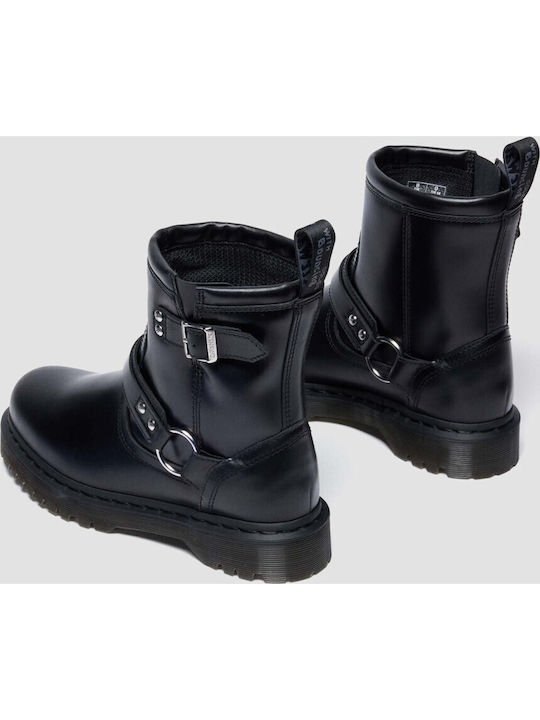 Leder Damen Stiefeletten Schwarz