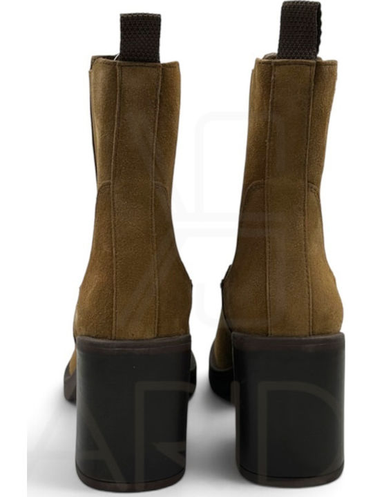 Wildleder Damen Stiefeletten Tabac Braun