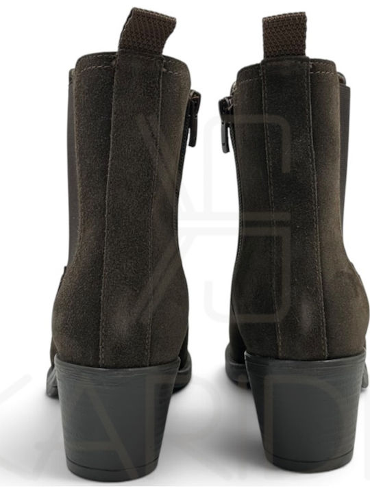 Wildleder Damen Cowboy Stiefeletten Braun