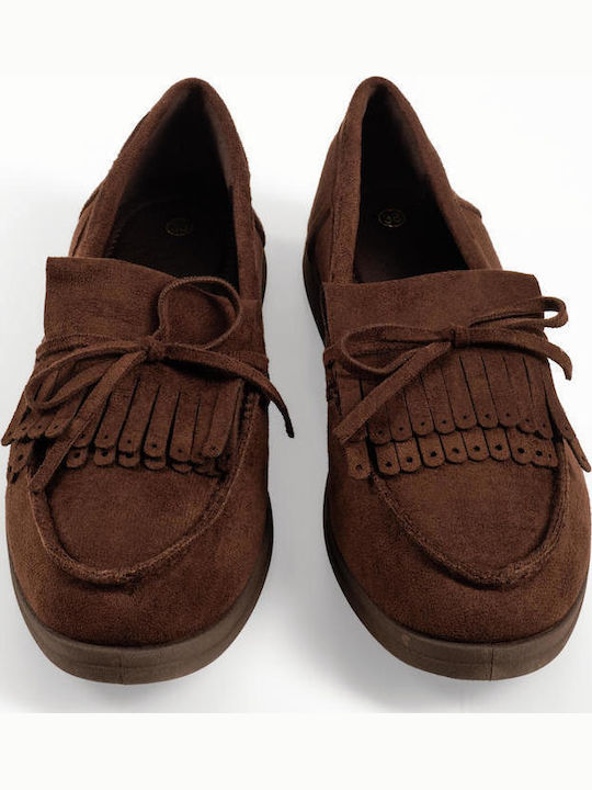 Suede Women's Loafers in Brown Color
