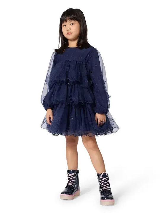 Girls Dress Tulle Blue Iridescent
