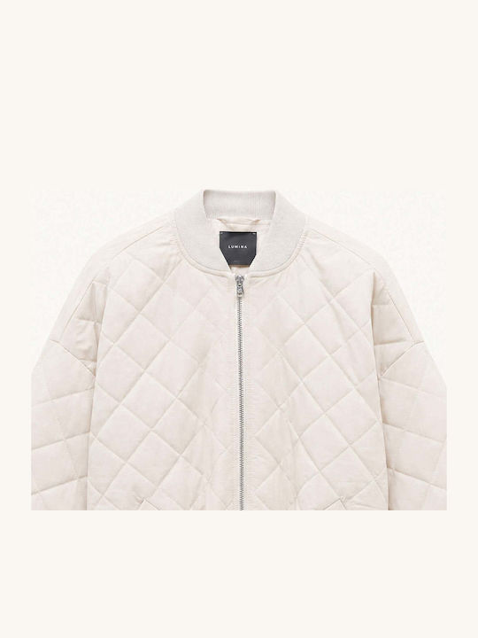 Kurze Damen Bomber Jacke Beige