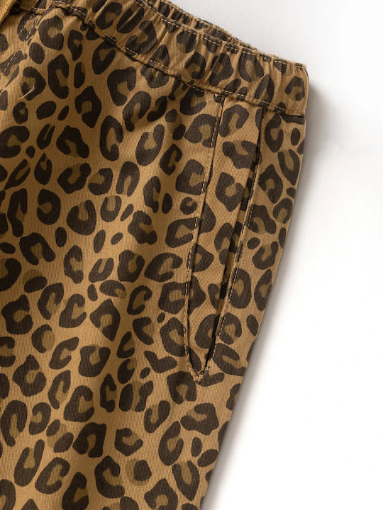 Men's Trousers Relaxed Fit Brown Leopard