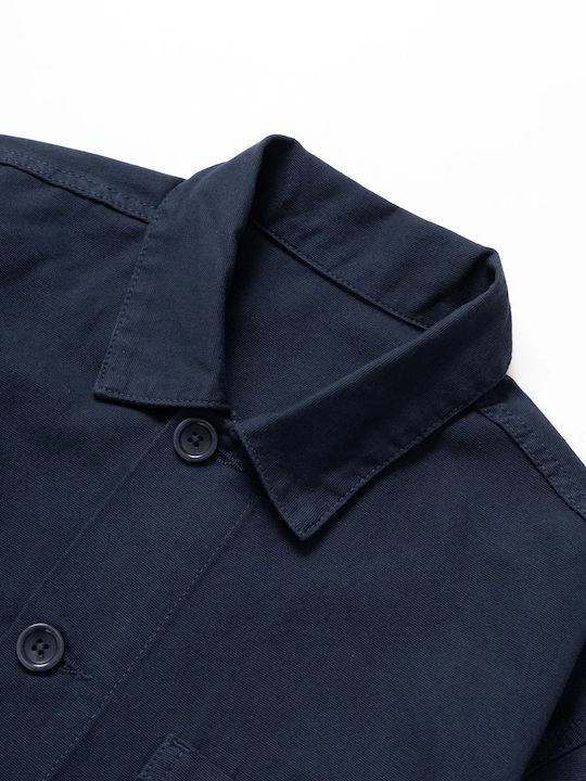 Short Sleeve Cotton Shirt in Regular Fit Dark Navy SW009-DKNV