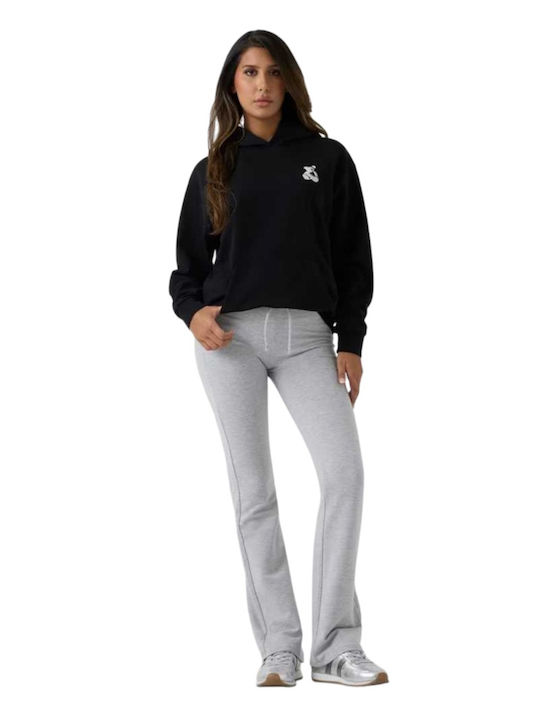 Women's Hooded Sweatshirt Cardigan Black
