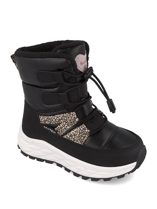 Anatomische Kinder-Schneestiefel mit Schnürsenkeln Schwarz