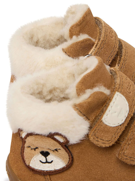 B Macchia Anatomische Leder Kinderstiefel Tabac Braun