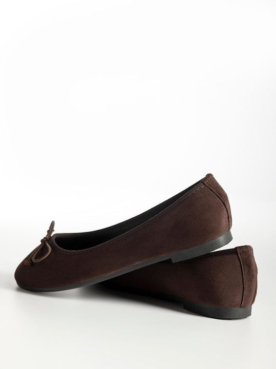 Suede Γυναικείες Μπαλαρίνες Καφέ