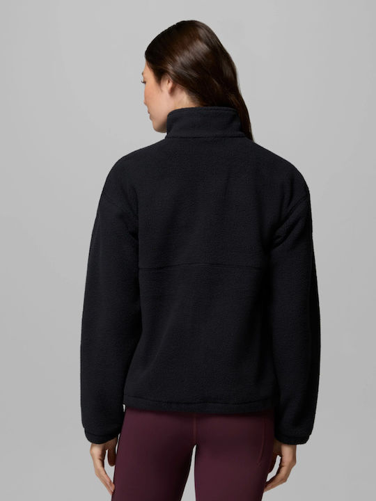 Fleece Damen Strickjacke mit Reissverschluss Schwarz
