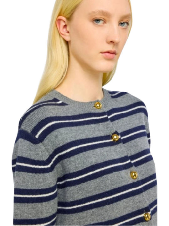 Women's Knitted Cardigan Grey Blue