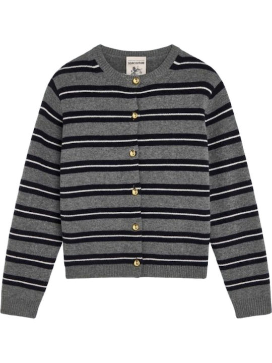 Women's Knitted Cardigan Grey Blue