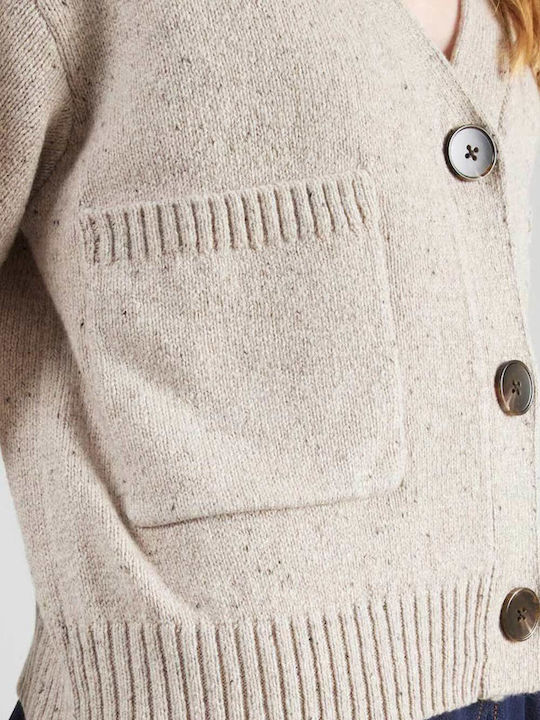 Kurze Damen Strickjacke mit Knöpfen Sand