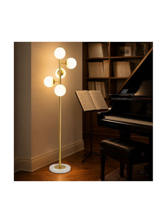 Floor Lamp H150xW30cm with Lamp Bulb Base for E27 Gold