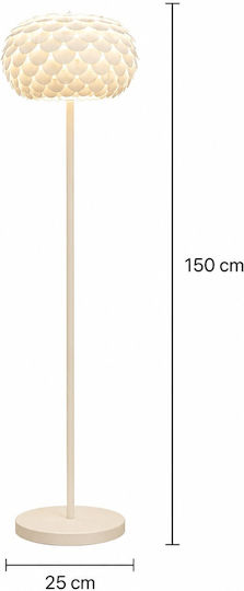 Floor Lamp H150xL25cm with Lamp Bulb Base for E27 White