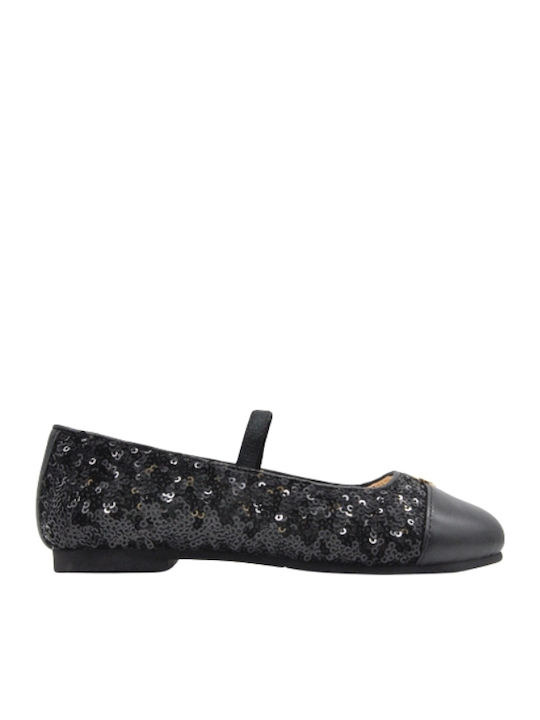 Kinder Pumps & Ballerinas mit Bügel- und Schleifenverschluss Leder Schwarz