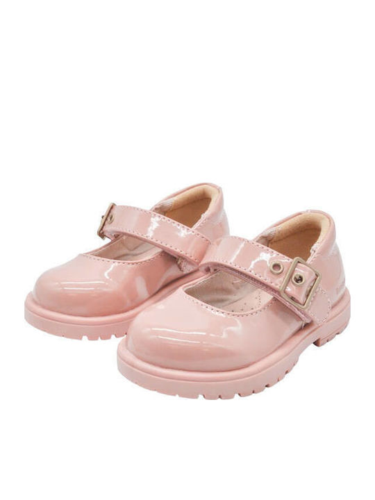 Kids Pumps & Ballerinas with Hoop & Loop Closure Leather Pink