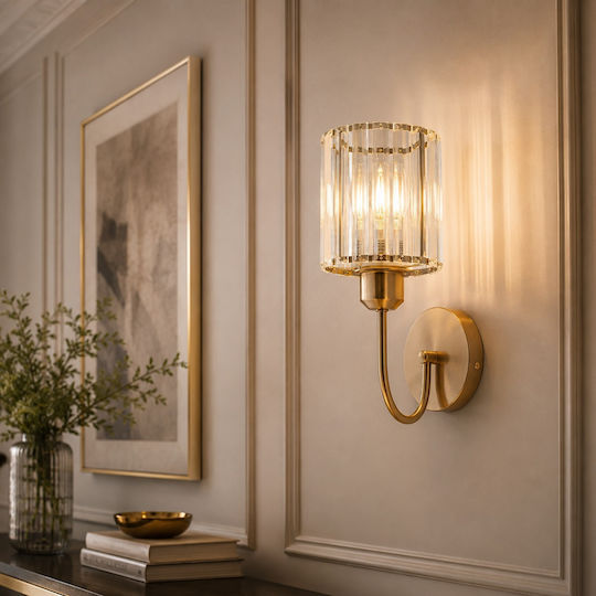 Artekko Wall Lamp with E14 Bulb Base Gold 22x22x28cm