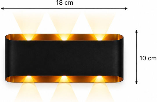 Corp de iluminat de perete modern cu LED integrat și lumină alb cald negru 10x18x18cm
