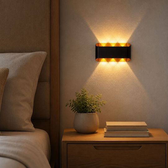 Corp de iluminat de perete modern cu LED integrat și lumină alb cald negru 10x18x18cm